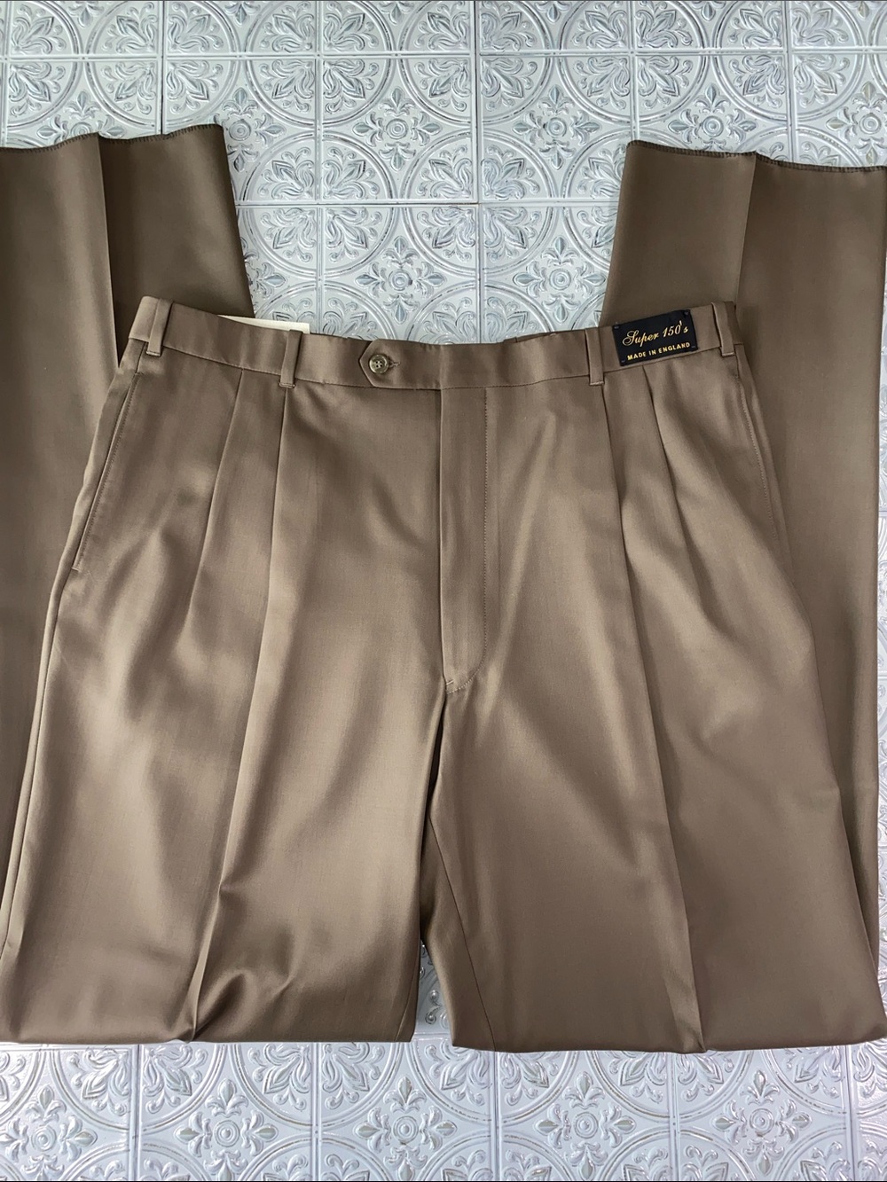 Jos A Bank Windsor Pants 40 Super 150s Wool Gabardine NWT Unfinished